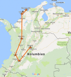 Kolumbien_Karte_Meine_Reise, Kolumbien Tourismus